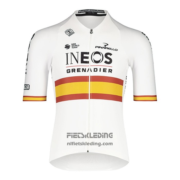 2022 Fietskleding Spanje Champion Ineos Wit Rood Korte Mouwen en Koersbroek